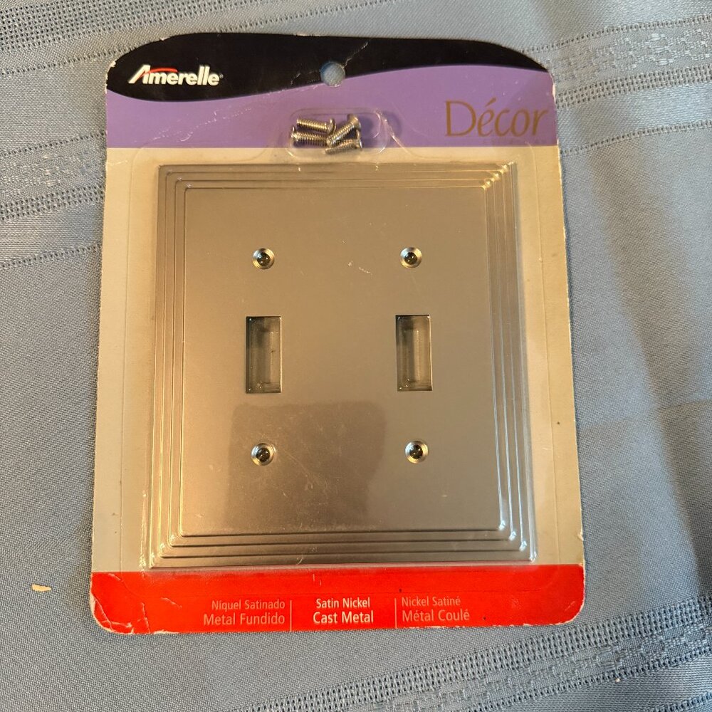 Amerelle 84TTN Satin Nickel 2-Gang Switch Wall Plate Box Cover (150)
